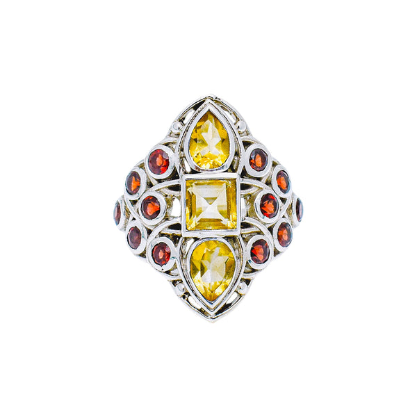 Sterling Silver Citrine & Garnet Ring SSR130