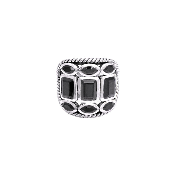 Sterling Silver Black Spinel Ring SSR284