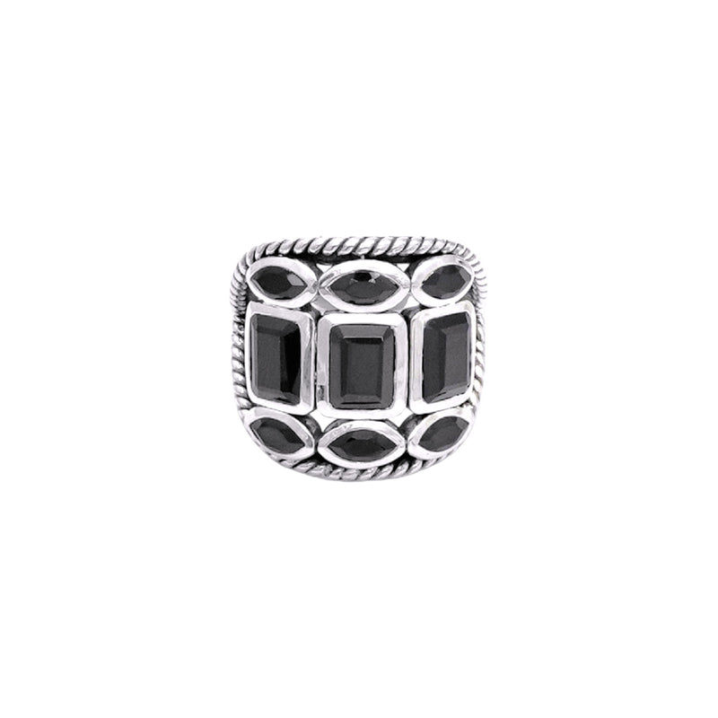 Sterling Silver Black Spinel Ring SSR284