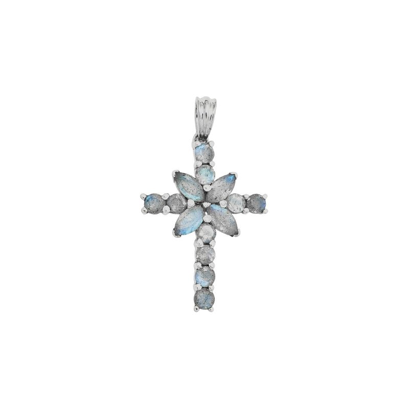 Sterling Silver Labradorite Cross Pendant SSP13