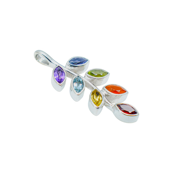 Sterling Silver Chakra Multi Gemstone Pendant SSP147