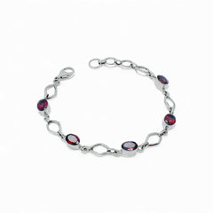 Sterling Silver Garnet Bracelet SSBR28