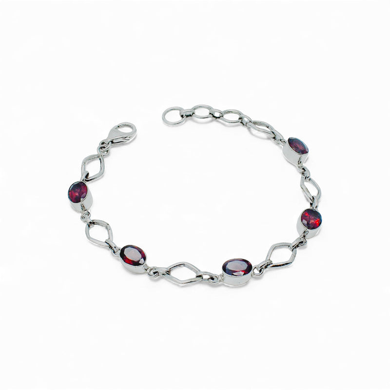 Sterling Silver Garnet Bracelet SSBR28