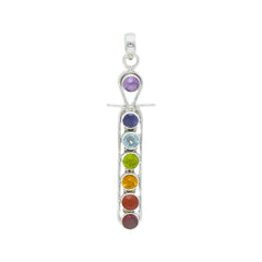 Sterling Silver Chakra Multi Gemstone Pendant SSP149