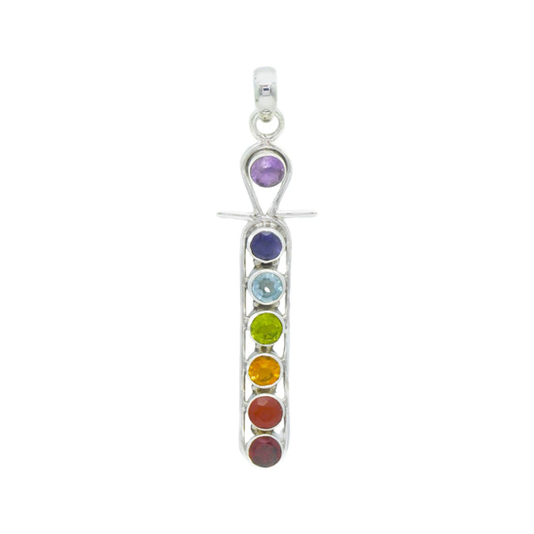 Sterling Silver Chakra Multi Gemstone Pendant SSP149