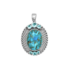 Sterling Silver Turquoise & Blue Topaz Pendant SSP45