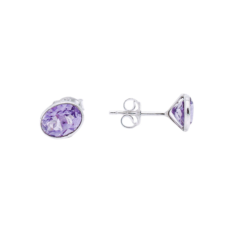 Sterling Silver Amethyst Stud Earrings SSER99