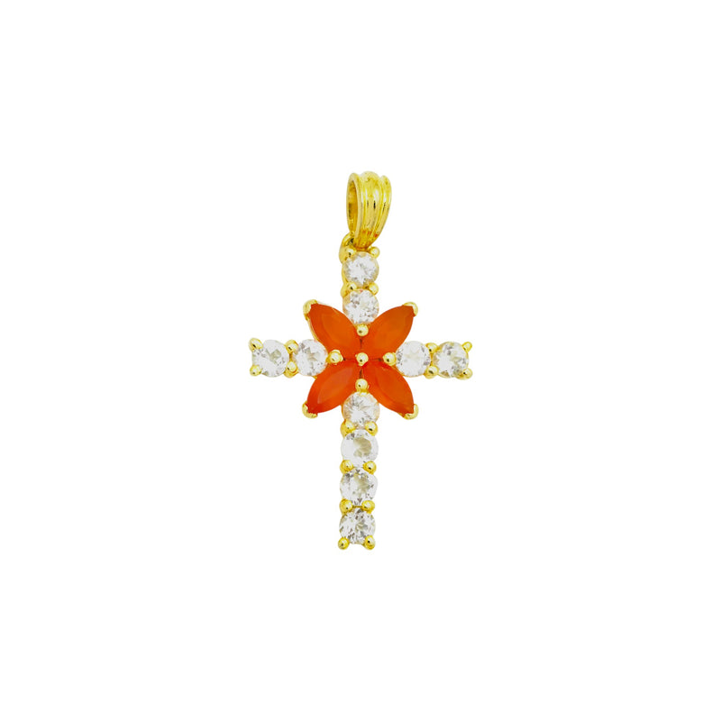 Sterling Silver Carnelian & Topaz Cross Pendant SSP13