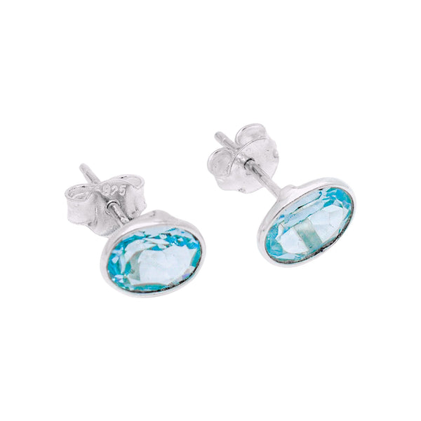Sterling Silver Blue Topaz Stud Earrings SSER99