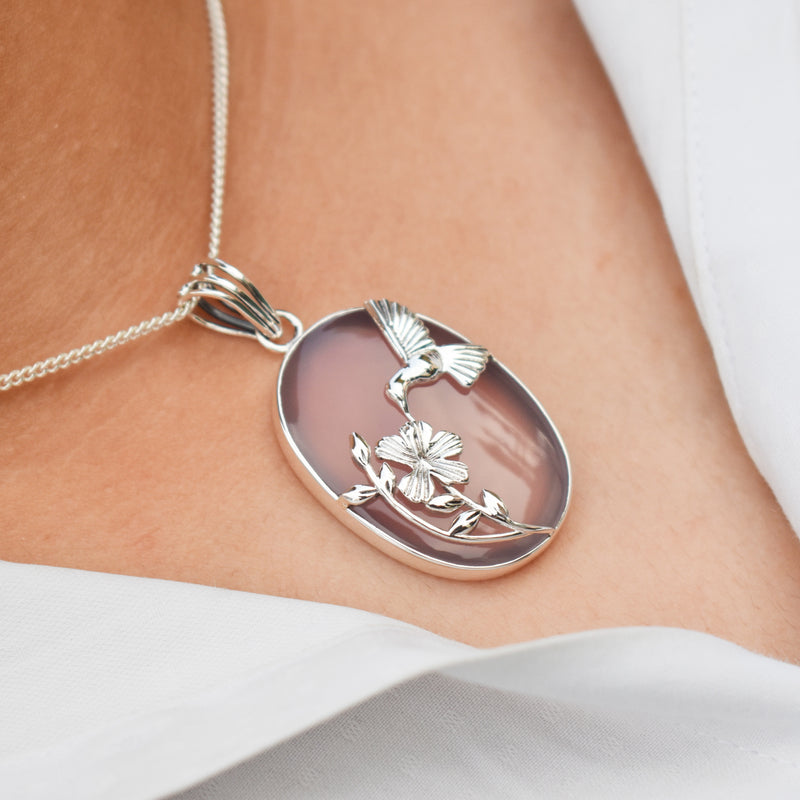 Sterling Silver Pink Chalcedony Pendant SSP9
